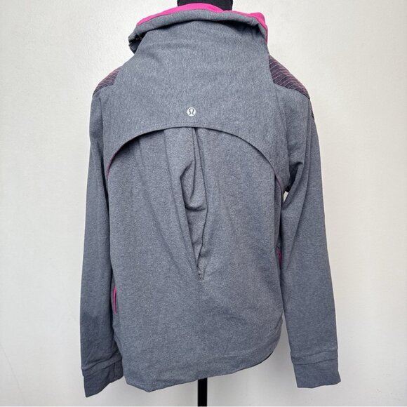 Lululemon Womens 10 Sway Jacket Gray Pink Asymmetric Zipper Cowl Neck - Picture 2 of 16